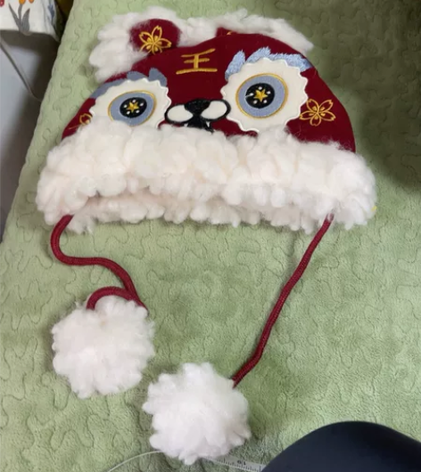 幼悠新款冬季过年毛绒帽男童立体耳朵保暖虎头...