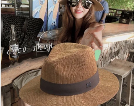 春夏新款出游遮阳草帽女礼帽英伦休闲爵士帽百...