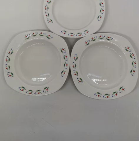 邯郸国营陶瓷二厂出口陶瓷7寸草帽汤方盘拌饭...