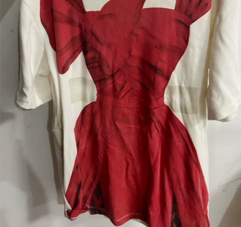 钱夫人雪梨家同款小红裙T恤短袖S码 洗过有...