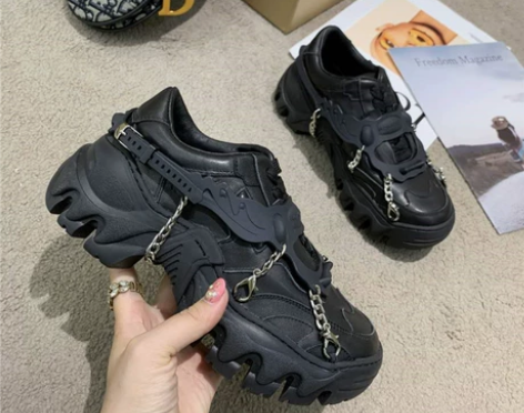 新款潮老爹鞋女链条欧阳娜娜杨超越同款厚底…...