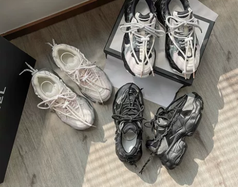 加绒老爹鞋女2022年新款厚底增高拼色休闲...