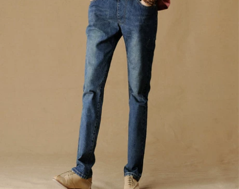 自然相伴新款松紧腰宽松直筒牛仔裤女长裤秋季...