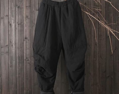 画续原创 文艺复古松紧腰大码加厚外穿棉裤萝...