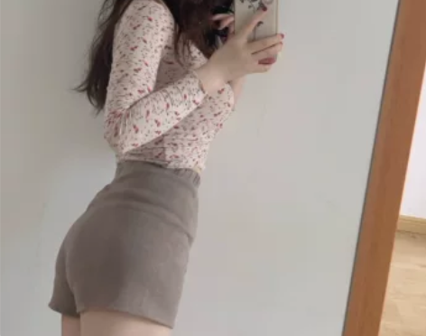 鱼没放针织短裤女2021夏新款显瘦松紧腰百...