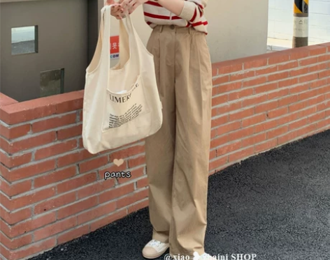 复古阔腿休闲裤女2022年新款夏季高腰直筒...