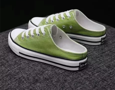 半拖小熊帆布鞋女2022秋冬季新款韩版板鞋...