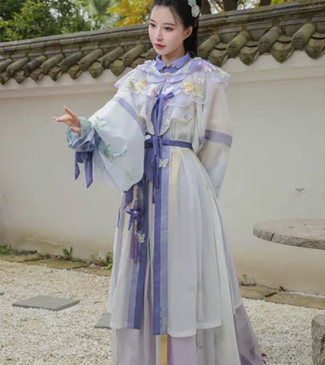 都城南庄汉服长春花明制汉服云肩齐腰襦裙吊带...