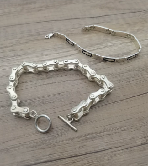 摩托车自行车链条手链，欧洲原装925纯银，...