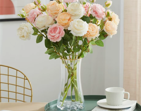 仿真牡丹花餐桌客厅装饰摆设