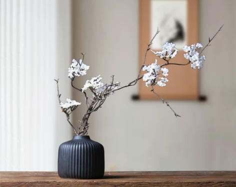 禅意花瓶插花仿真樱花藤条枝客厅假花摆设装饰...