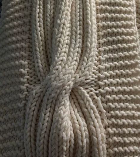 乳白色围巾纯手工编织花样定制男女情侣款棉线...