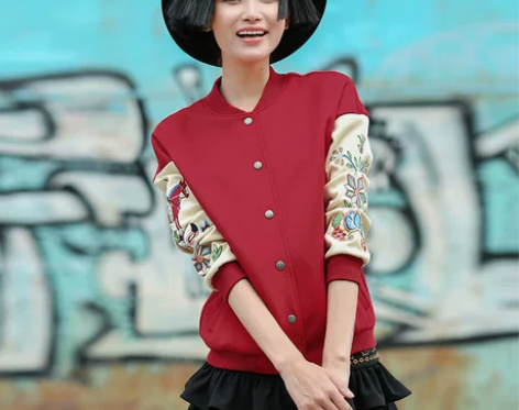 裂帛 秋装新刺绣装饰外套 棒球外套M码，配...