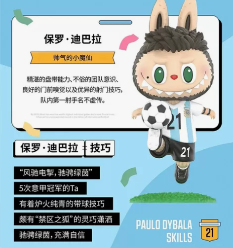 泡泡玛特labubu阿根廷足球系列之技巧保...