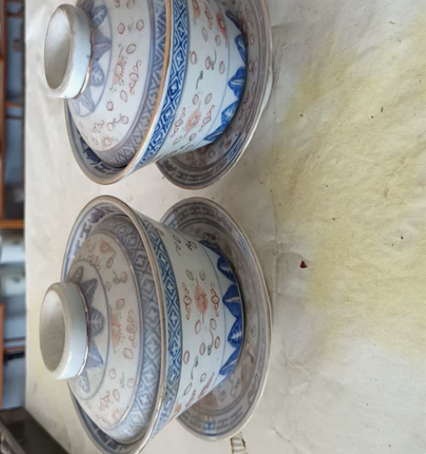 七八十年代盖碗一对！品相完好漂亮如图包老包...