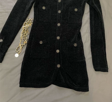 黑色针织内搭连衣裙小香风打底包臀裙高级感 ...