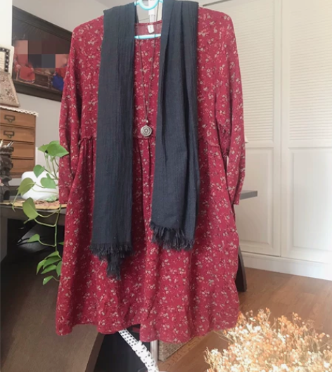 碎花裙,双层棉纱材质,软、舒服,日系风好搭...