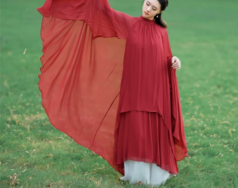 高端复古宽松仙气禅舞服纯色禅意茶服连衣裙文...