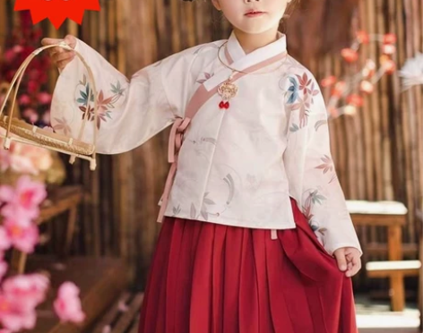 全新包邮汉服女童春秋全套古装儿童仙女裙小学...