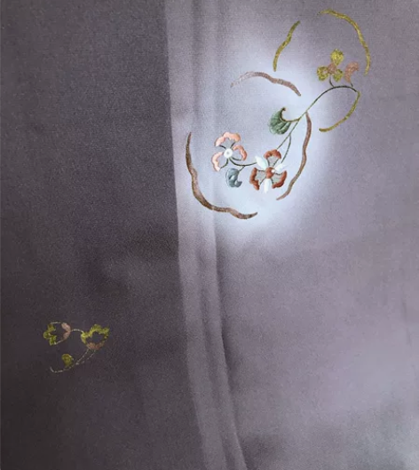 kiya喜屋紫棕刺绣花丸付下 材质：正绢哑...