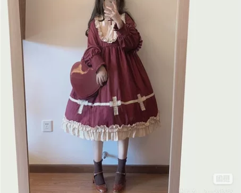 厂原 酒红色M码甜心人偶op?kc全新仅试...