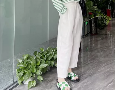 墙裂推荐!百搭有型春夏凉爽真丝亚麻白色九分...