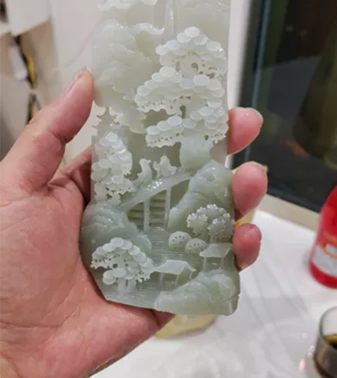玉雕青海料山水,细度过灯,无瑕疵,深山访友...