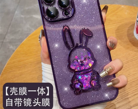 立体流沙兔子苹果14promax手机壳新款...