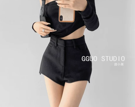 裤子毛呢短裤女 小个子显腿长 2022休闲...