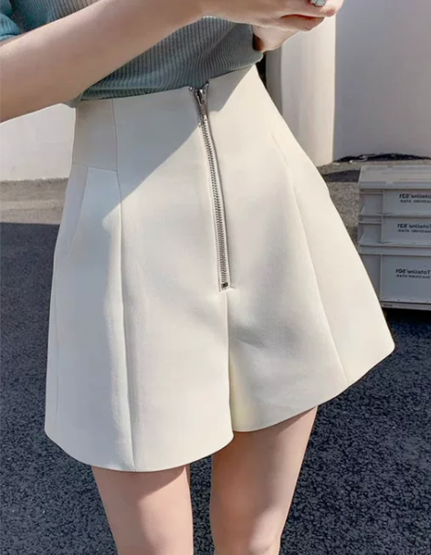 夏季高腰西装阔腿短裤遮胯显腿细腿长