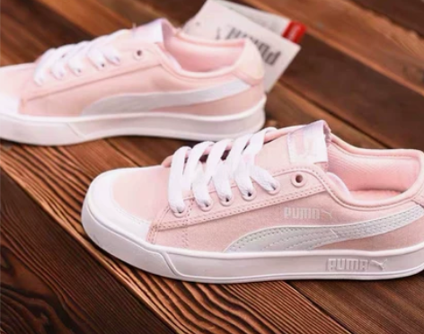 puma彪马女鞋V2帆布鞋樱花粉夏季超火学...
