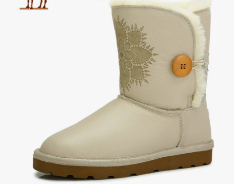 camel 骆驼 女靴鞋 牛皮 厚绒弹力扣...