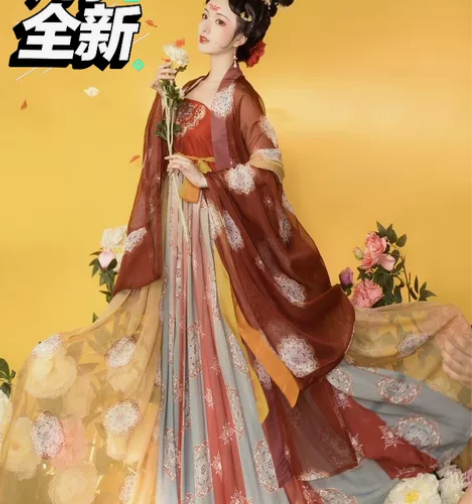 玉术原创汉服女霓裳诃子裙大袖衫唐制春夏刺绣...