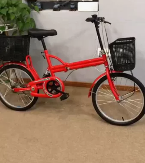 20寸单速折叠自行车，刹车很灵活，自带铃铛...