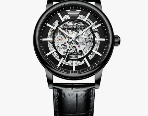 正品阿玛妮黑武士手表男士全自动机械镂空男表...