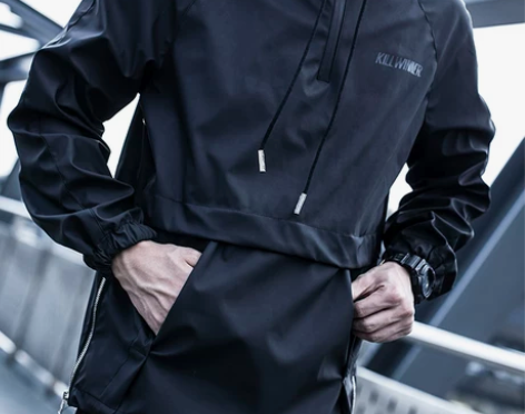 潮叁killwinner卫衣连帽骑行机能风...