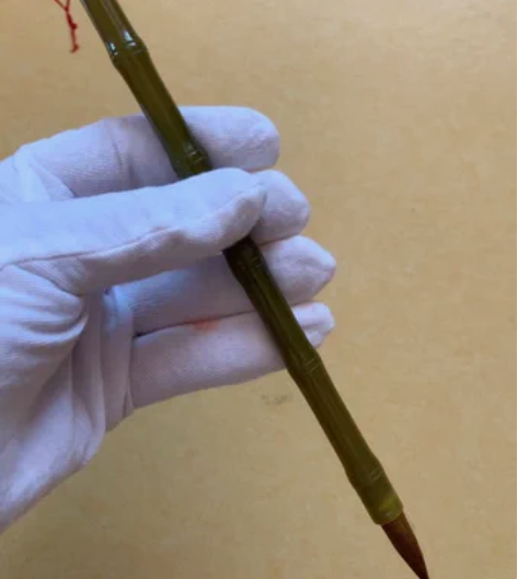 毛笔 玉石杆毛笔 玉质透润，吉安绿玉料老师...