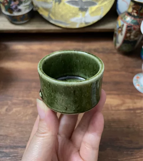 日本回流瓷器全新全品窑变绿釉清新竹节节节高...
