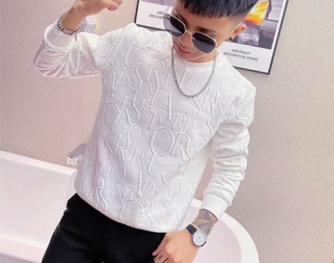 男士外套个性字母压花长袖卫衣韩版潮流网红秋...