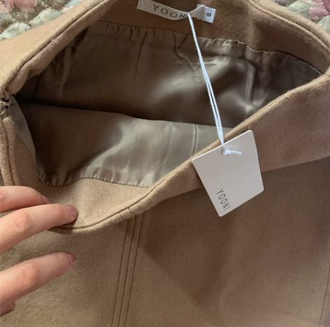 全新带吊牌春秋卡其色呢子短裙A字裙  好搭...