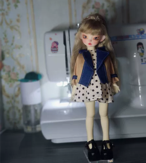 bjd6分娃衣 拼接小风衣 阔腿牛仔裤 今...