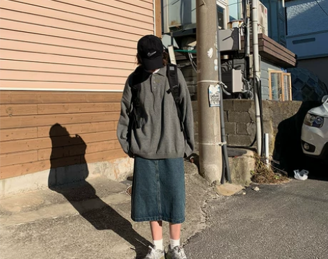 RAINY自制 复古牛仔半身裙女2020年...