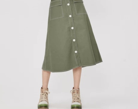 森马半身裙女2020秋季新款a字裙复古高腰...