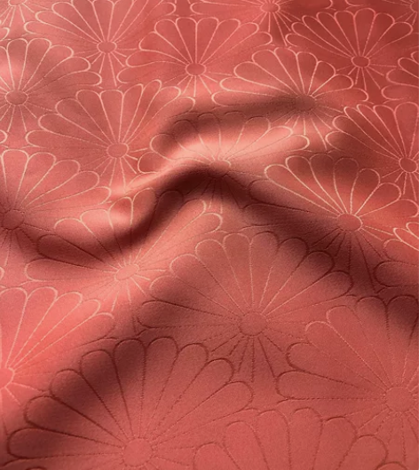 柿色晕染万寿菊化纤色无地和服聚酯纤维面料中...
