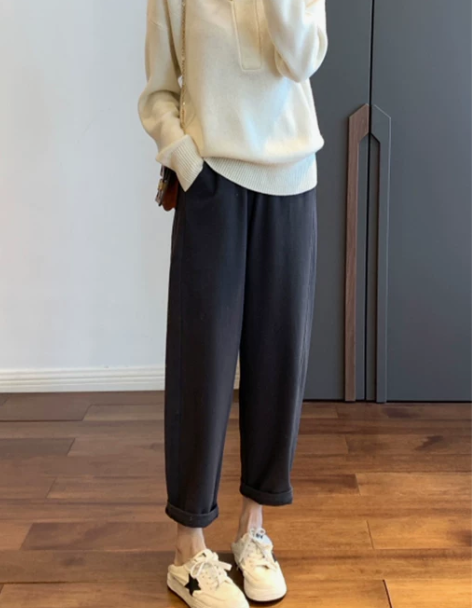 灰色运动裤女春秋2022新款高腰休闲哈伦萝...