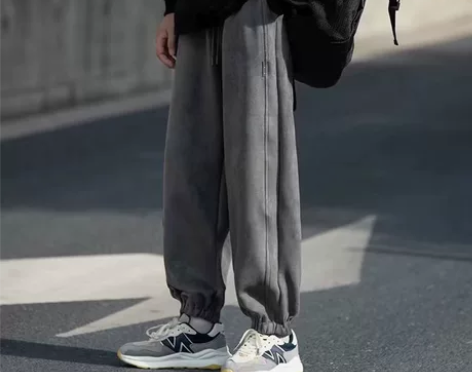 麂皮绒加厚裤子男秋冬款潮牌ins高街休闲裤...