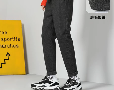 AMH加绒加厚休闲裤男2019秋冬新款韩版...