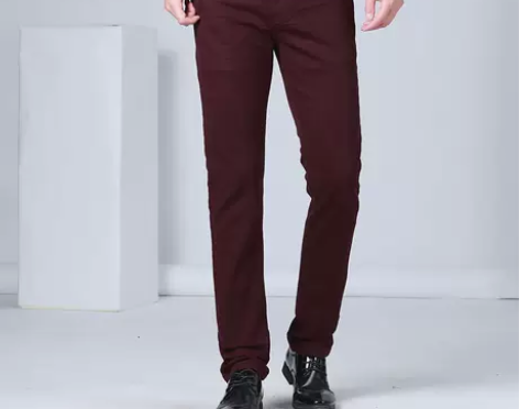 海澜之家男士秋冬款休闲裤，酒红色个性十足，...