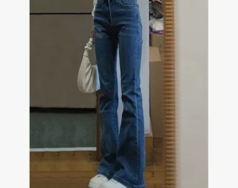 高腰显瘦马蹄裤牛仔裤女2022春夏新款百搭...