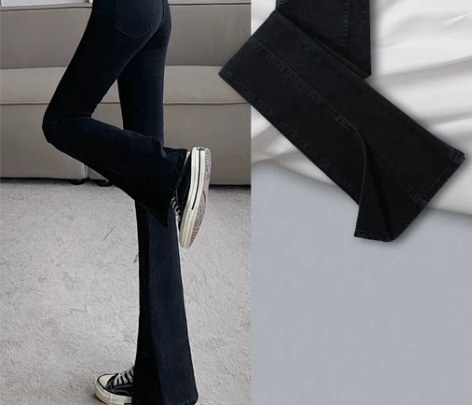 微喇加绒牛仔裤女2022年新款高腰显瘦小个...